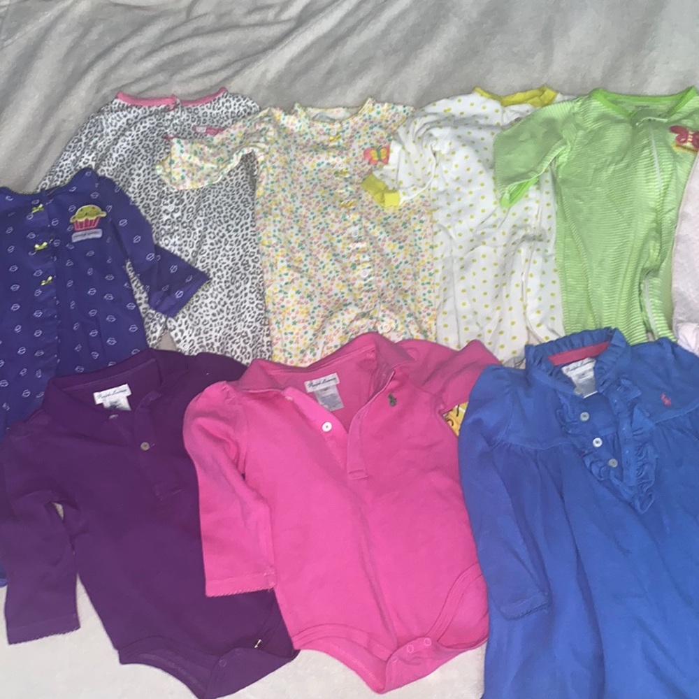 Great bundle! 9 months. Ralph Lauren and Carters